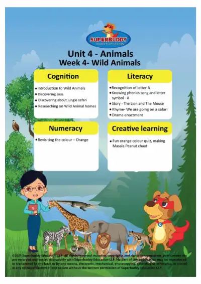 Preview of the first page of Pre-Nursery Unit 4 Week 4 — Wild Animals