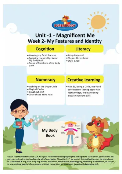 Preview of the first page of Pre-Nursery Unit 1 Week 2 — My Features and Identity Cover