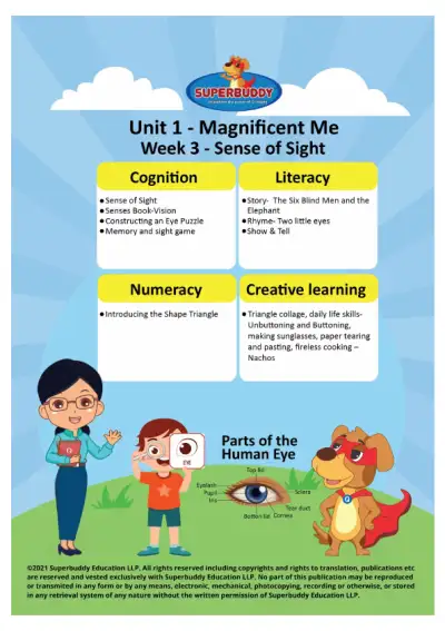 Preview of the first page of Pre-Nursery Unit 1 Week 3 — Sense of Sight Cover