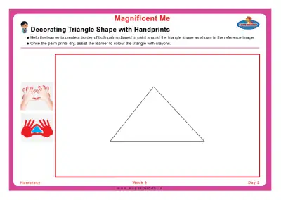 Preview of the first page of Decorating Triangle Shape with Handprints