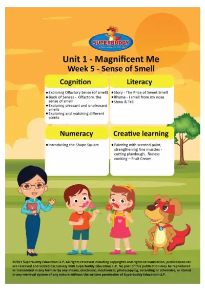 Preview of the first page of Pre-Nursery · Unit 1 / Magnificent Me · Week 5 — Sense of Smell (Weekly compilation)