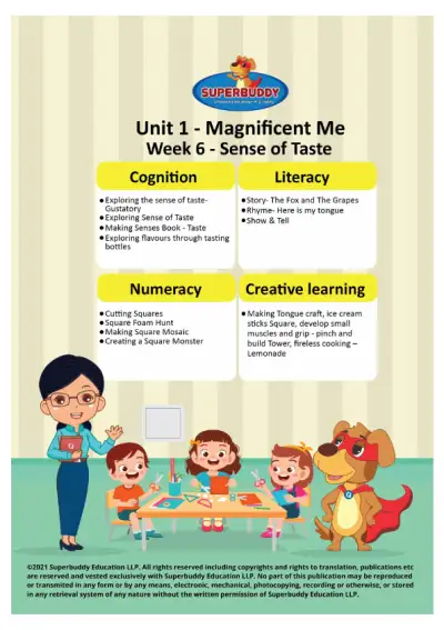 Preview of the first page of Pre-Nursery · Unit 1 / Magnificent Me · Week 6 — Sense of Taste (Weekly compilation)