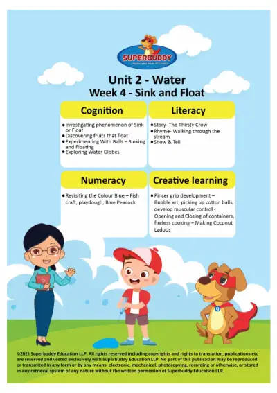 Preview of the first page of Pre-Nursery Unit 2 Week 4 — Week Overview: Sink and Float