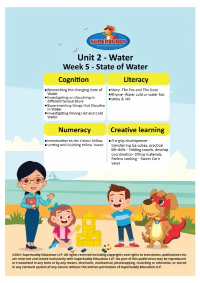 Preview of the first page of Pre-Nursery Unit 2 Week 5 — State of Water Overview