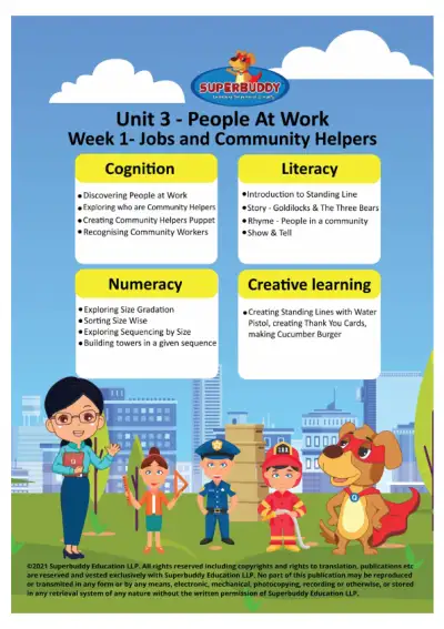 Preview of the first page of Pre-Nursery Unit 3 Week 1 Tasksheet — Jobs and Community Helpers