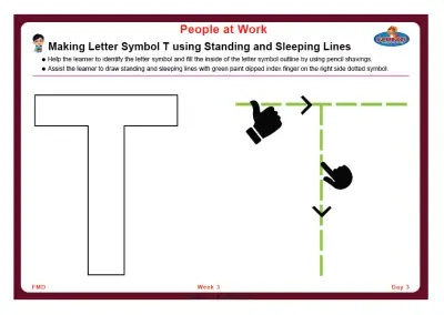 Preview of the first page of Making Letter Symbol T using Standing and Sleeping Lines