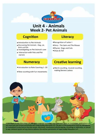 Preview of the first page of Pet Animals Curriculum Overview