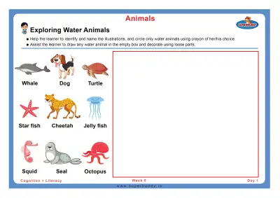 Preview of the first page of Exploring Water Animals