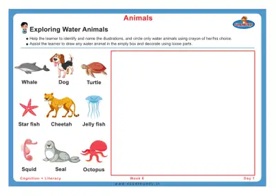 Preview of the first page of Exploring Water Animals