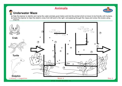 Preview of the first page of Pre-Nursery Unit 4 Week 6 — Underwater Maze