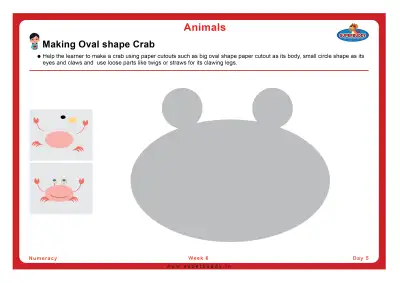 Preview of the first page of Pre-Nursery Unit 4 Week 6 — Making Oval Shape Crab