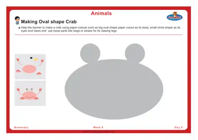 Preview of the first page of Pre-Nursery Unit 4 Week 6 — Making Oval Shape Crab