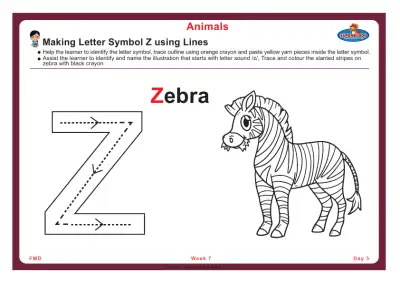 Preview of the first page of Pre-Nursery Unit 4 Week 7 — Making Letter Symbol Z using Lines